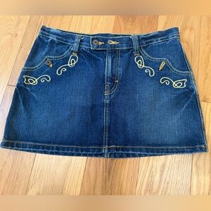 Y2K Embroidered Denim Mini Skirt